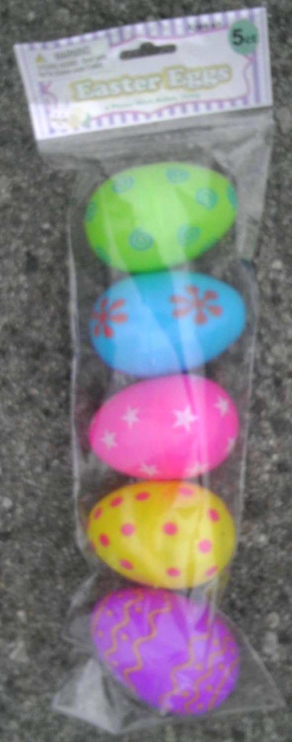 5 Large Plastic Decorated Easter Eggs Kitchen Products