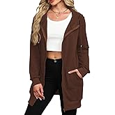 Locryz Women's Zip Up Hoodies Long Tunic Sweatshirts Oversized Fleece Sweatshirt Long Hoodie Fall Jacket Coat with Pocket
