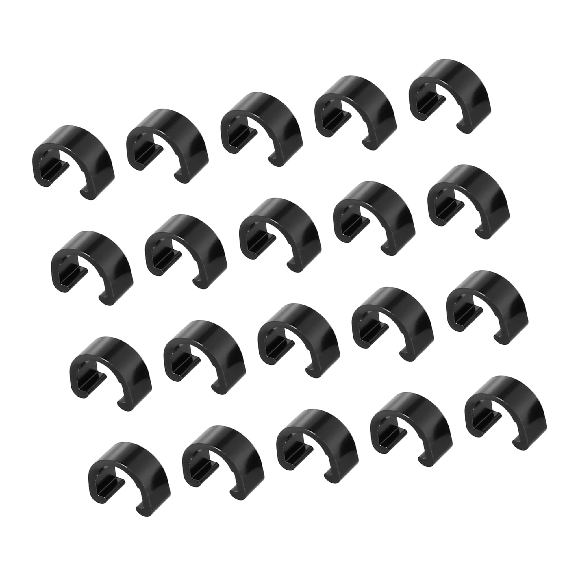 A ABSOPRO Bike Brake Cable Clip Clamp Aluminium Alloy Black (Set of 20)