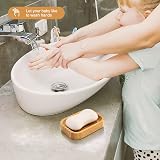GUANJUNE 2 Pack Bamboo Soap Dish Holder for Bathroom & Kitchen Storage view 4