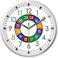 XFM Learning Clock for Kids Silent Non Ticking Battery Operated Colorful Teaching Time Clock 8 Inch Decorative Small Analog C