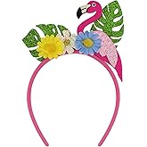 AIUPUOC Hawaiian Headband Flamingo Flower Headpiece Summer Accessories for Women Tropical Beach Hawaii Party Floral Leaves
