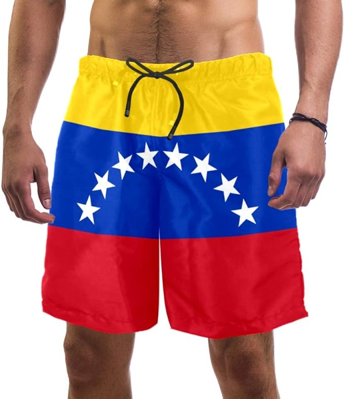 Idealiy Flag of Venezuela Swim Trunks Elastic Swimsuit Board Shorts for
