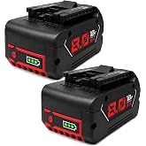 KEKTVIP (Up to 8.0Ah 2Pack) 18V GBA18V40 Lithium Battery Replacement for Bosch 18V Battery BAT607 BAT607G BAT609 GBA18V120 GBA18V40 EXBA18V-40 High Capacity Compatible with Bosch 18V Tools
