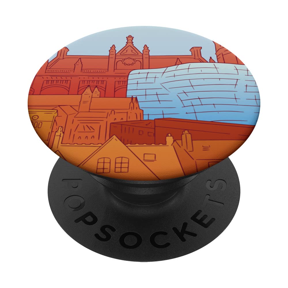 Birmingham England GB UK Skyline Silhouette Outline Sketch PopSockets Swappable PopGrip