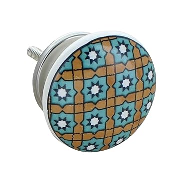 10er-Set Türknaufe, Motiv: Positive Energy VI, aus Keramik, im Vintage