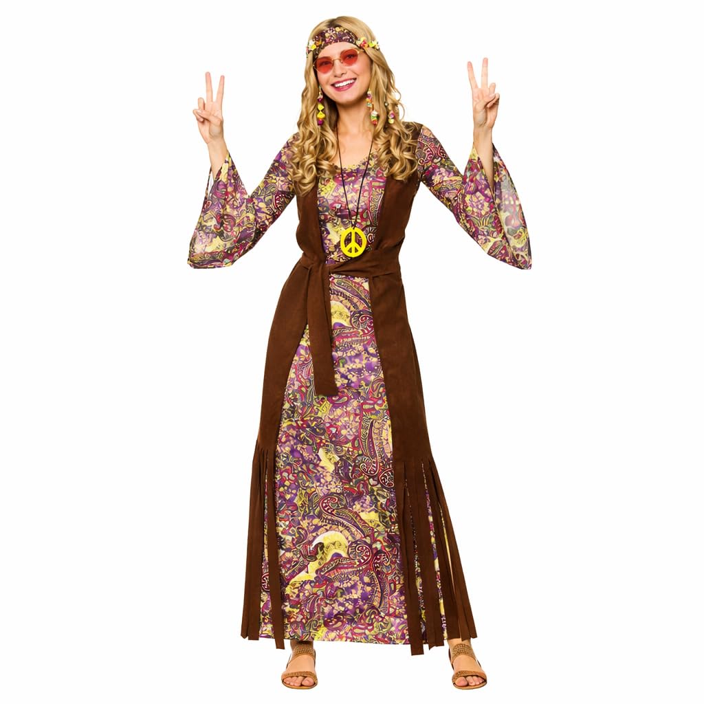 Wicked Costumes Adult Female Summer of Love Hippie Fancy Dress Costume , Women: 14-16, Purple