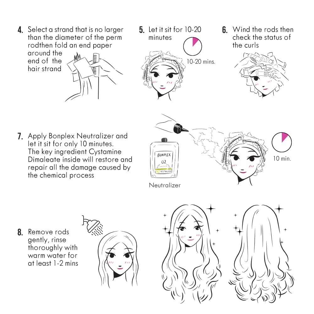 BONPLEX Clinic Perm for Damaged | Color Treated | Chemically Treated | Thin or Delicate Hair | Cysteamine Thioglycolate Based | Hydrochloride Free | pH 4.5 | Cream Type Multi-Perm System 16.9oz