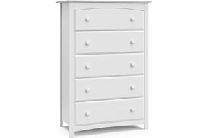 Storkcraft Kenton 5 Drawer Dresser (White) for Kids Bedroom, Nursery Dresser Organizer, Chest of Drawers with 5 Drawers, Universal Design for Children’s Bedroom