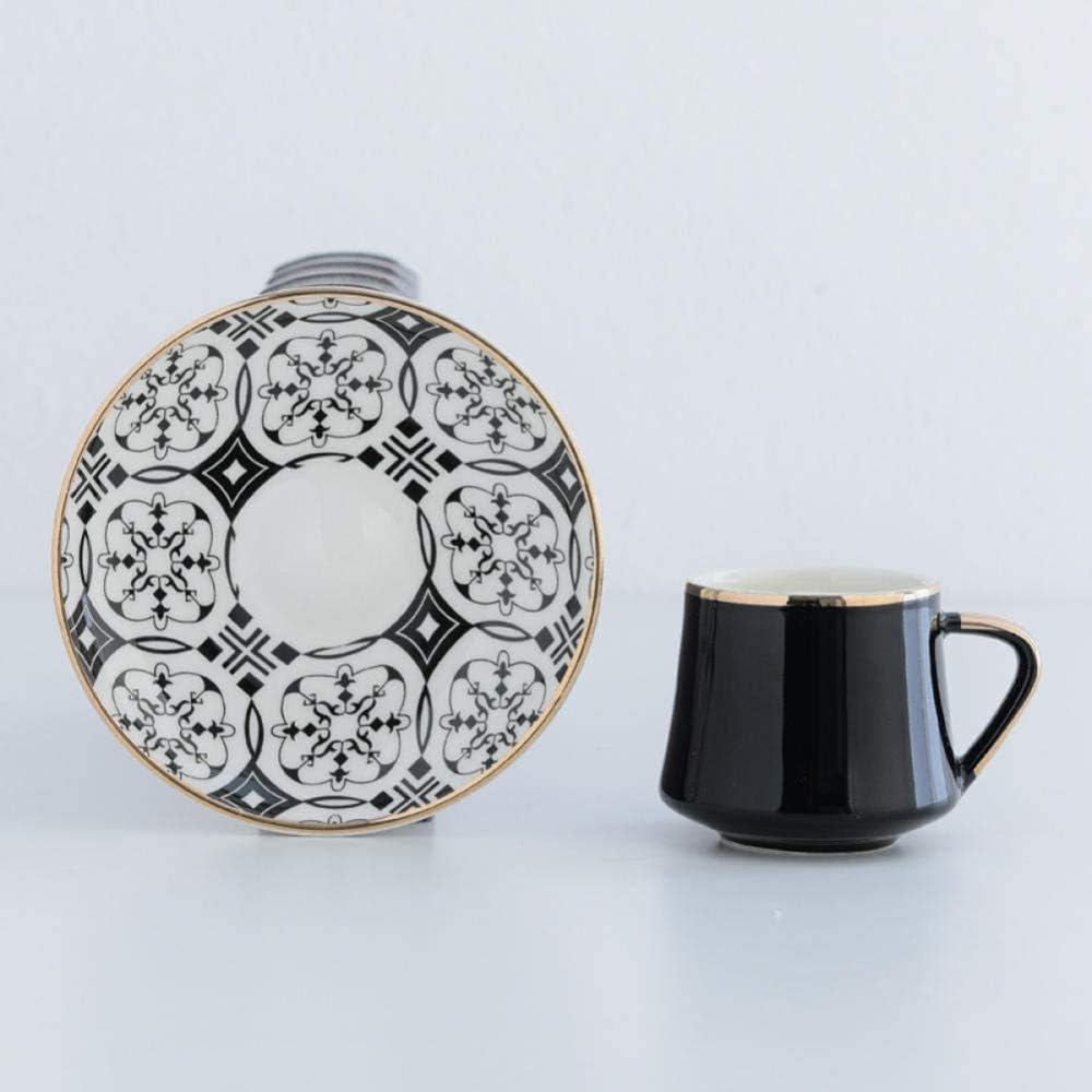6pcs Turkish-Style Ceramic Coffee Mug with 6 Cups and 6 Dishes, Ceramic Coffee Cup and Saucer Set