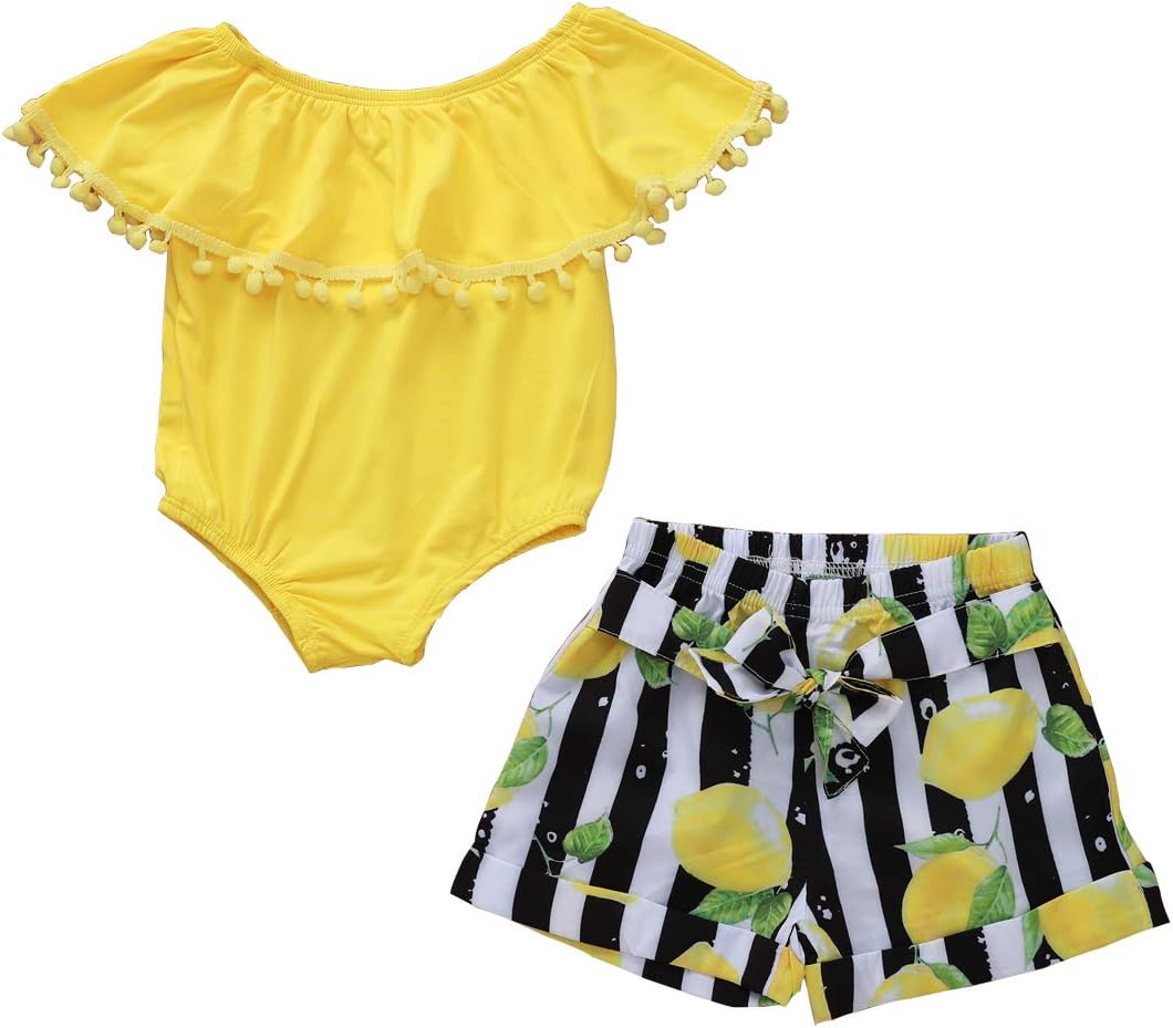 Toddler Baby Girl Flower T-Shirt Tops + Shorts Pants 2PCS Summer Outfits Clothes Set
