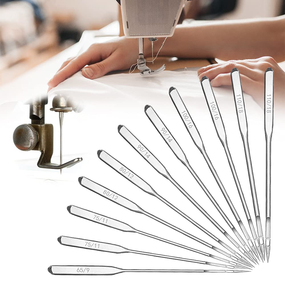 Sewing Machine Needles, 60Pcs Universal Heavy Duty Ballpoint Brother Janome Singer Sewing Machine Needles 65/9 75/11 80/12 90/14 100/16 110/18 Sewing Machine Accessories for Denim Leather Jeans Jersey
