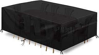 king do way Abdeckung Gartenmöbel Gartentisch Abdeckung Wasserdicht, 600D Polyester Schwarz, Abdeckung für Gartenmöbel-Set, Tisch und Stühle Outdoor Staubdicht (600D Oxford, 180 * 120 * 74cm)