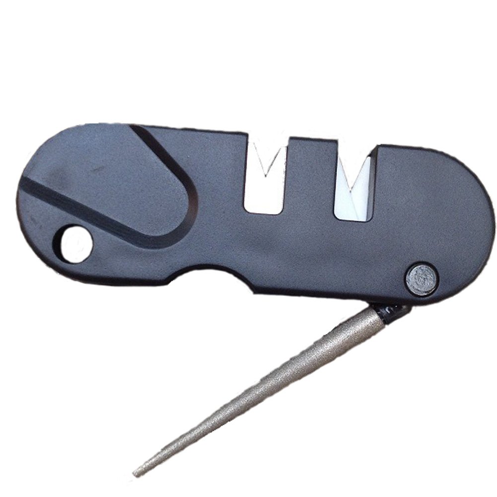 Aiyuda EDC Gear Outdoor Multifunction Mini Pocket Knife Sharpener with Keychain Hole Black