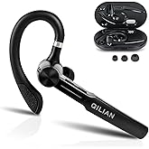 QILIAN Single Ear Bluetooth Headset with 110Hrs Talk Time, Wireless Earpiece with Dual Noise Canceling Mic & 500mAh Charging Case, Bluetooth 5.3 Hands Free Headphones for Business/Office/Driver Work