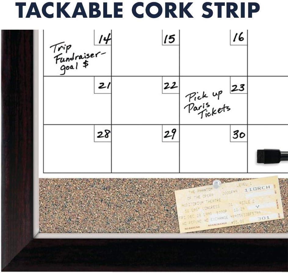 Quartet Combination Magnetic Whiteboard Calendar & Corkboard, 17" x 23" Combo Dry Erase White Board & Cork Bulletin Board, Perfect for Office, Home School Message Board, Wood Frame (22476) : Wall Calendars : Office Products