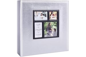 Artmag Photo Album 4x6 800 Photos, Large Capacity Wedding Family Leather Cover Picture Albums Holds Horizontal and Vertical 4x6 Photos with Black Pages Silver