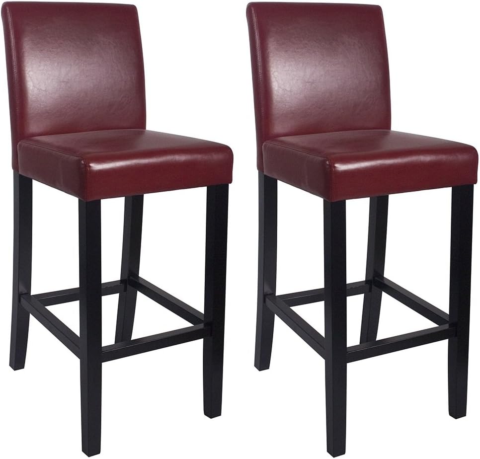 Faux Leather Bar Stools Red