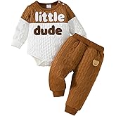 Megeoly Newborn Baby Boy Outfit Knitted Long Sleeve Romper and Pants Set Infant Fall Winter Clothes