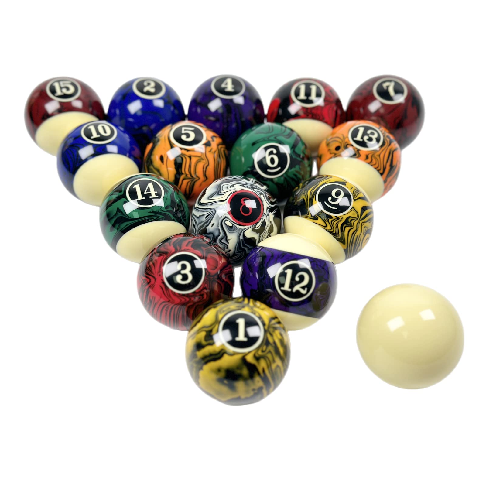 AGIEG Billiard Pool Balls Set 16 Pool Table Balls Deluxe 2-1/4" Billiard Pool Balls (Dark Marble)