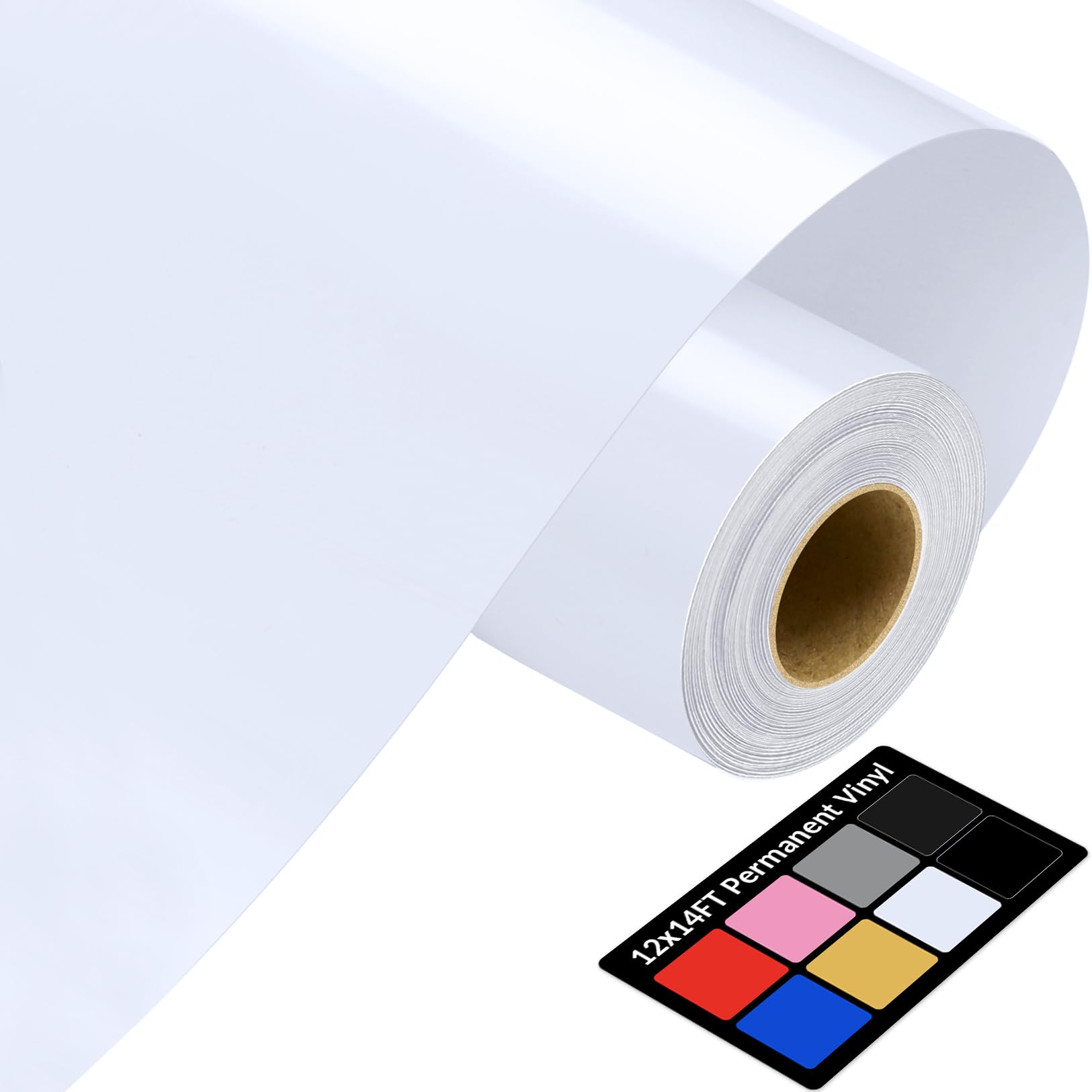 Photo 1 of 12" x 14FT White Vinyl - Glossy White Permanent Vinyl with PET Backing [Easier Weed Never Residue], Permanent Adhesive for Cutting Machine, Party Decoration, Car Decal, Signs, Scrapbooking