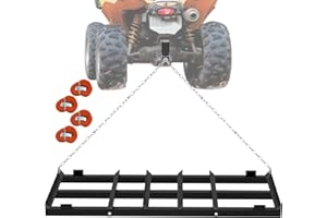 VLAENG 4 Ft Drag Harrow, Heavy Duty Driveway Grader, Tow Behind Lawn Rake with 5 Ft Chain, 4 Safety Belts, 2 Adjustable Bars, Driveway Drag for Gravel, Sand, Lawn, Soil, Hay, ATV, UTV, Mower, Tractor, Black