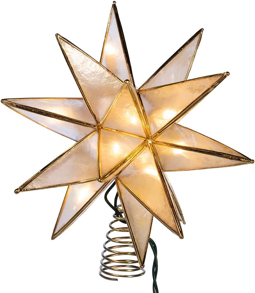 Tree Toppers - Kurt Adler UL3135 Gold Sputnik Capiz Treetop