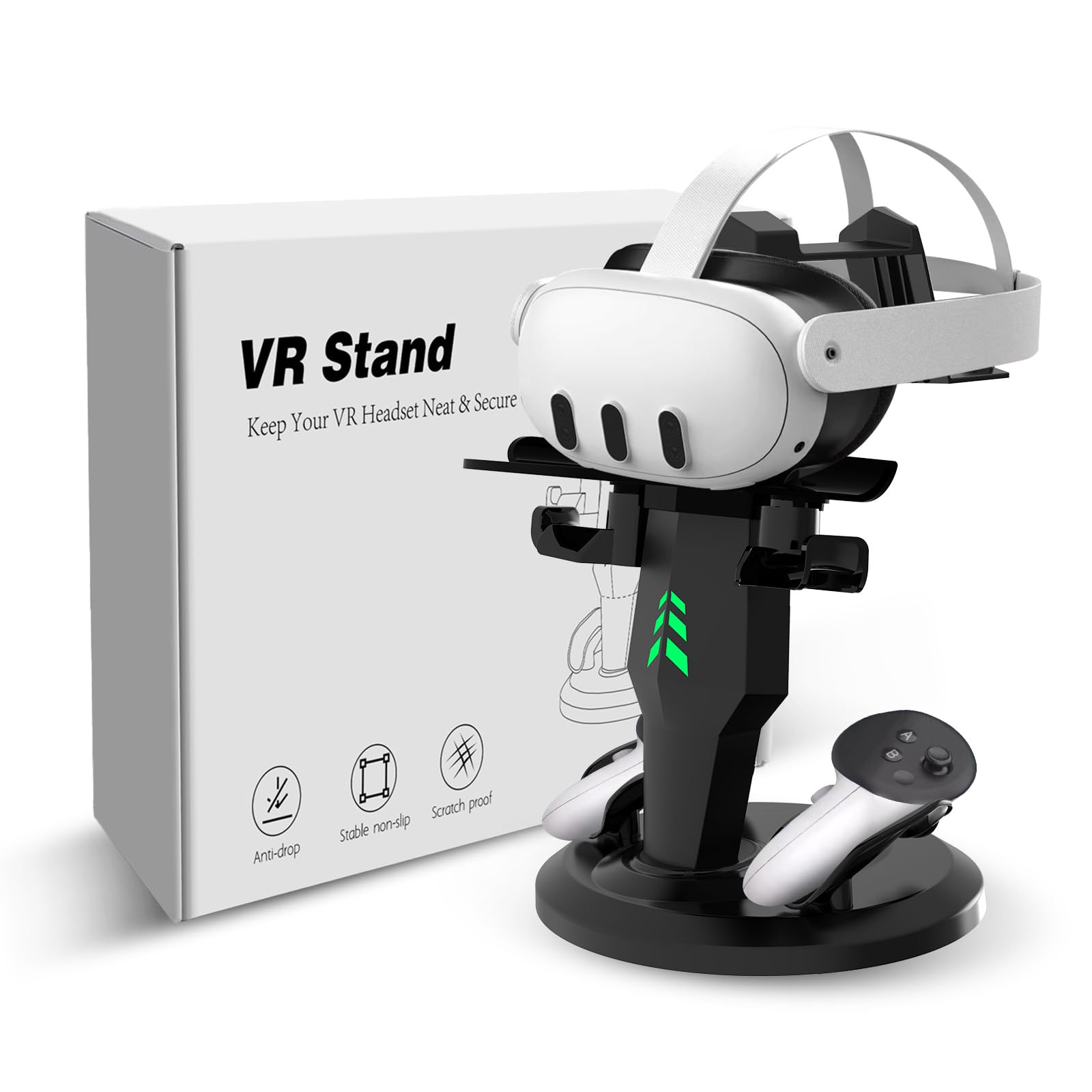 G-STORY Charging Dock for Quest 3/Quest 3S/Quest 2 VR Headset and Controllers, VR Charging Station with LED Lights, Fast Charger Dock Stand for Quest Pro Accessories with Type-C Cable