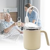 ACUDUDOMA Adult Spill Proof Cup for Elderly, 3 in 1 Stainless Steel Sippy Cup with 2 Straw and 2 Spouts, Suitable for Seniors Disabled Patients Limited Mobility, 15 OZ