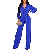 shengfan Formal Jumpsuits for Women Dressy Evening Sexy Deep V Neck Plus Size Long Wide Leg Pants Rompers Clubwear