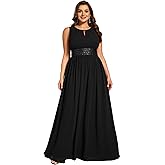 Ever-Pretty Plus Women's Round Neck Sleeveless Empire Waist Maxi Plus Size Formal Gowns Bridesmaid Dresses