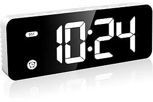 HODIK Alarm Clock White for Kids Bedrooms Small Digital Clock, 4 Dimmable Backlight, 3 Adjustable Volumes (White)