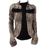 Slim Fairy Grunge Print Turtleneck T-Shirt Casual Vintage Goth E-Girls Women Y2K Clothing Cross Streetwear Ropa Top