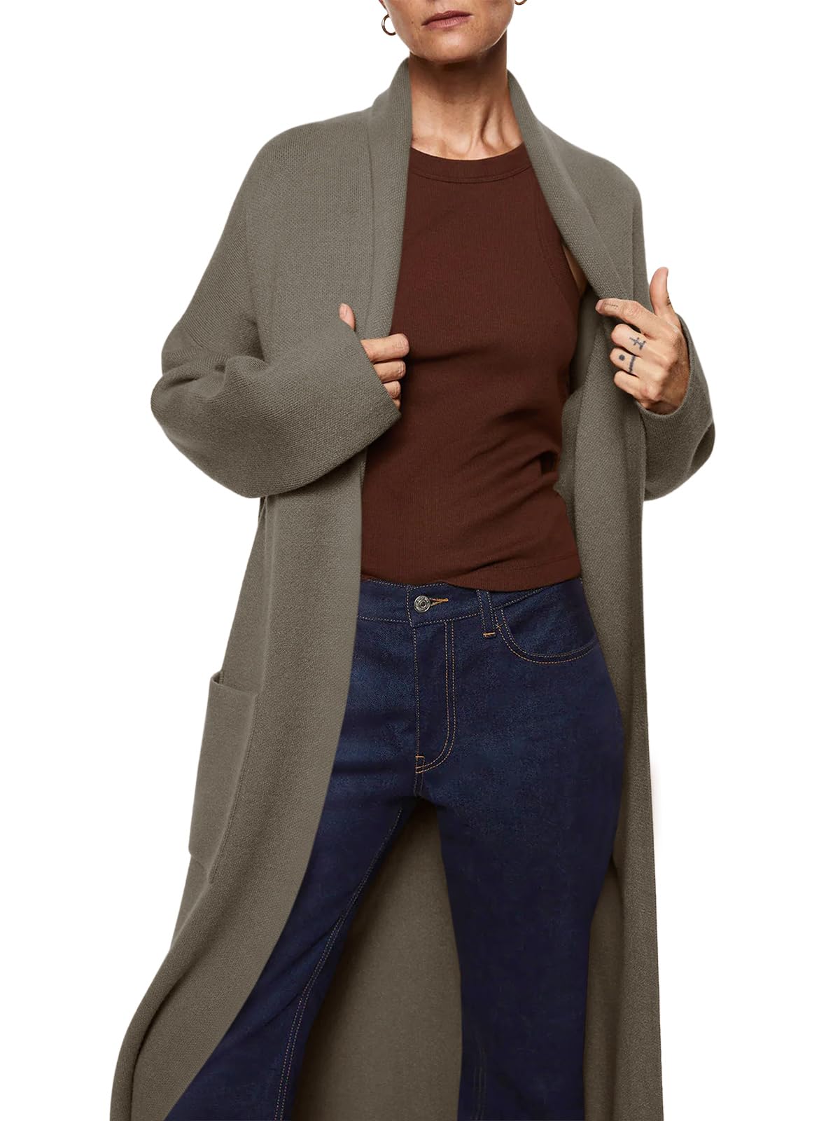 Womens Long Sleeve Maxi Cardigan Open Front