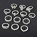 UHANGETH 13pcs Retro Rings Hollow Carved Flowers Joint Knuckle Rings Sets (Silver)