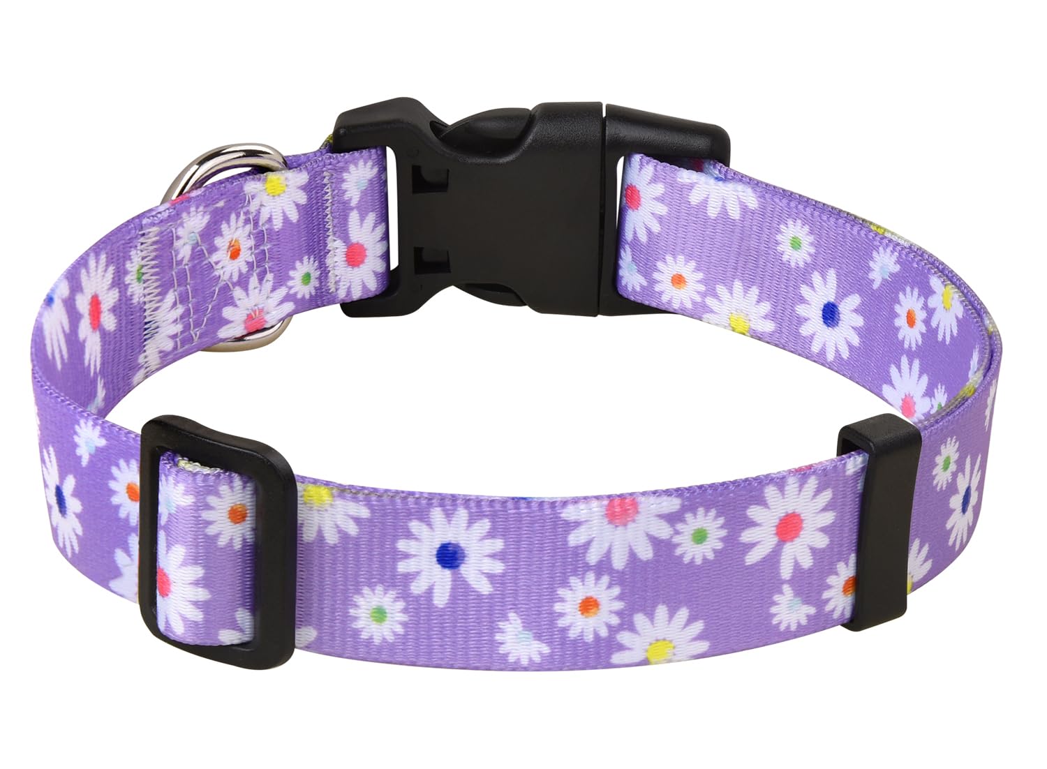 MarukoPet Dog Collar, Adjustable for Small Medium Large Dogs Puppy, Cute Design with Bohemia Floral Tribal Geometric Patterns Boys Girls Dog Collar(Purple Daisy-S)