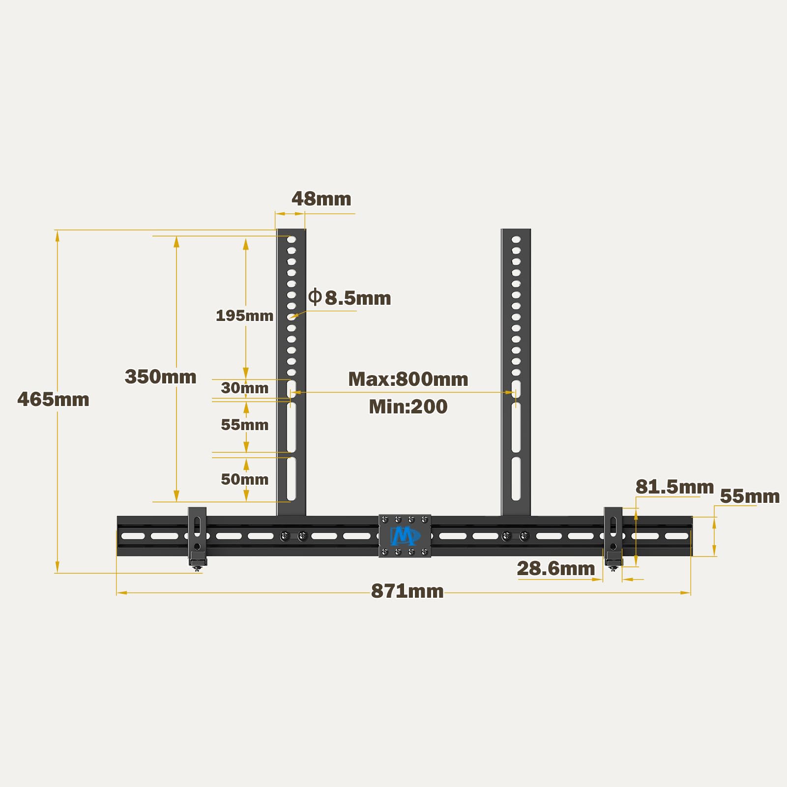 Mounting Dream Soundbar Mount Sound Bar TV Bracket with Holes/Without Holes, Non-Slip Base Holder Extends 3.4
