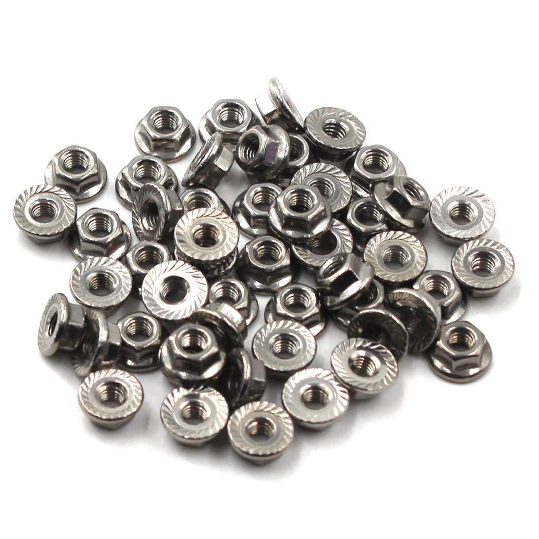 M5 Flange Nut Hex Lock Nuts,304 Stainless Steel (Pack of 100)