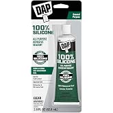 DAP All Purpose 100% Silicone Adhesive Sealant, Clear, 2.8 oz (7079800755)