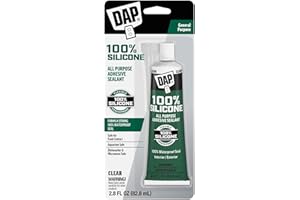 DAP All Purpose 100% Silicone Adhesive Sealant, Clear, 2.8 oz (7079800755)