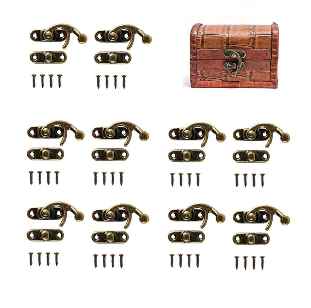50 Sets Antique Bronze Tone Right Latch Hook with Screws, DIY Bag Hasp, Wood Jewelry Box Decoration, 50 Sets