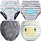 MOM & BAB Toddler Training Pants/Underwear. Water-resistent|Best Quality|Machine Washable & Reuable|Cutest Designs|Soft Cotton|Comfortable Fit|3 layers (Medium, Dinosaur & Robot)