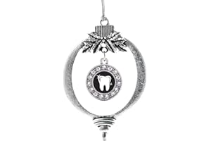 Inspired Silver - Shiny Tooth Charm Ornament - Silver Circle Charm Holiday Ornaments with Cubic Zirconia Jewelry