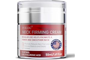 PUILOG Neck Firming Cream, Anti-Aging Tightening And Lifting Treatment With Peptides, Retinol, Collagen & Hyaluronic Acid Cream For Neck, Face and Chest (1.7 Fl Oz)