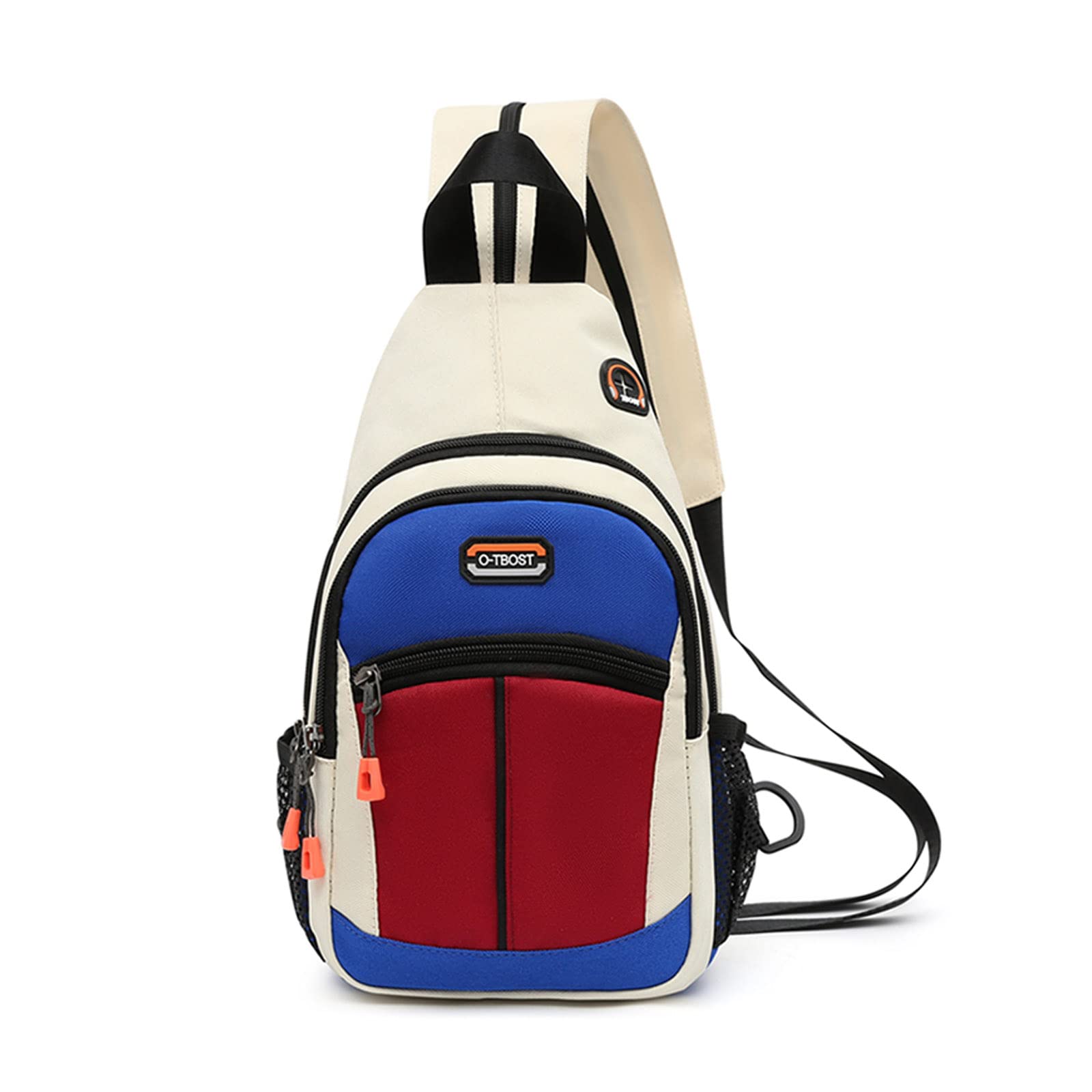 FANDARE Unisex Sling Bags Chest Shoulder Bag Small Daypacks Women Men Crossbody Bags Cover Pack Rucksack Casual Daypacks for Travel Hiking Bicycle Sport Gym Daypacks with Earphone HoleWhite Blue