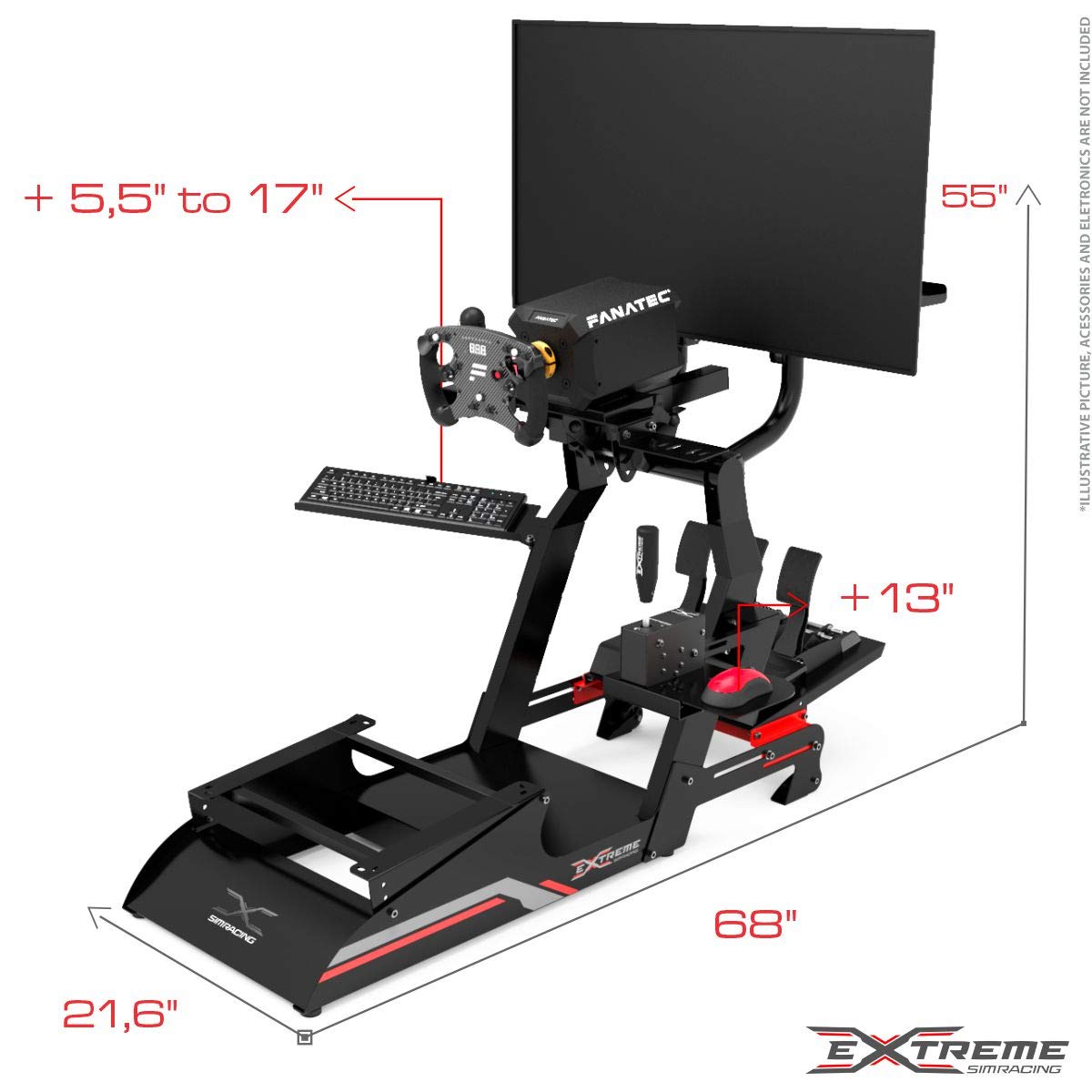 Extreme Simracing Cockpit CHASSI 3.0 Racing Simulator For Logitech G25, G27, G29, G920, G923, SIMAGIC,Thrustmaster And Fanatec - Heavy Dutty Construction - Complet With all Accessories - NOSEAT