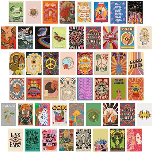 Amazon.com: ZJNB 60 PCS Retro Vintage Hippie Trippy Wall Collage