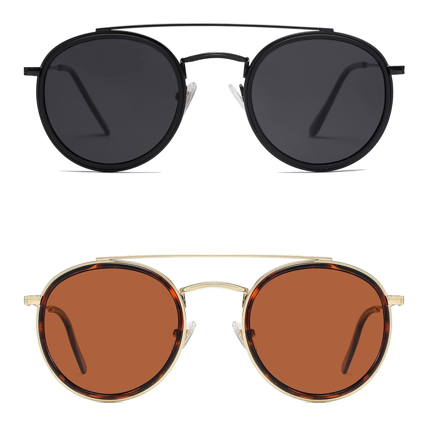 SOJOS Vintage ovale metalen zonnebril dames heren retro zonnebril met UV400- bescherming SJ1224, zwart, Medium