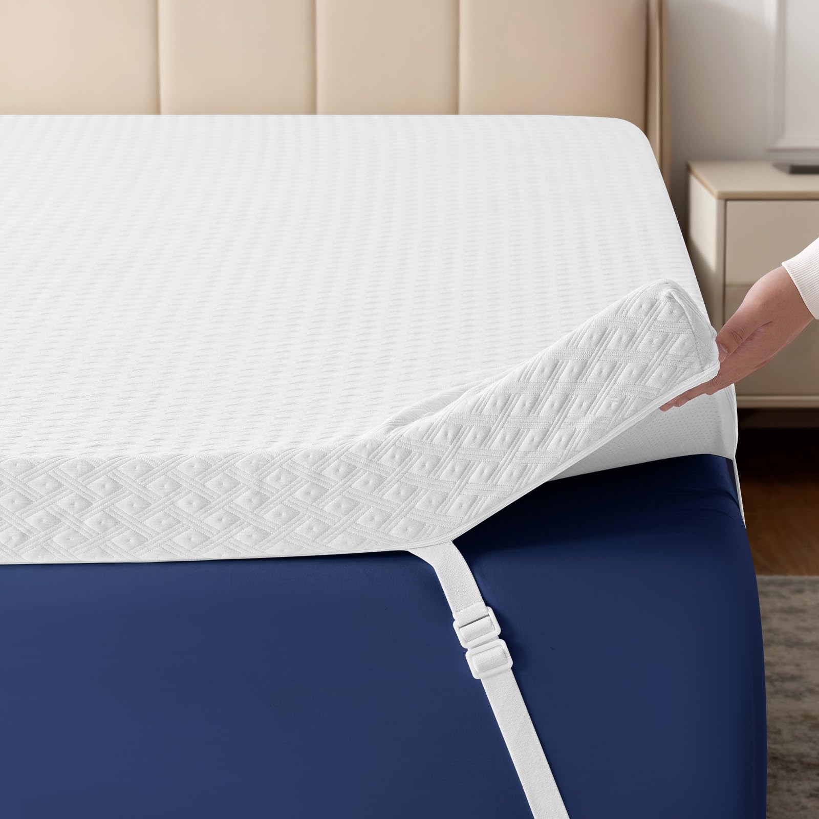 Photo 1 of EDILLY 3 Inch Cooling Gel Memory Foam Mattress Topper Queen Size,with Removable & Washable Bamboo Cover,Soft Breathable Mattress Pad,Bed Topper for Back Pain Relief (60x80)