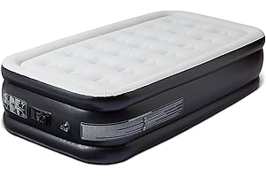 �鶹�� Basics Inflatable air Mattress, Twin 45.72cm Height Blow up Mattress with Built in Pump